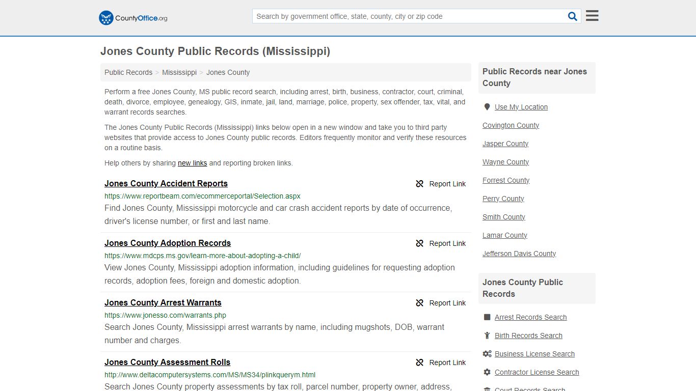 Public Records - Jones County, MS (Business, Criminal, GIS, Property ...