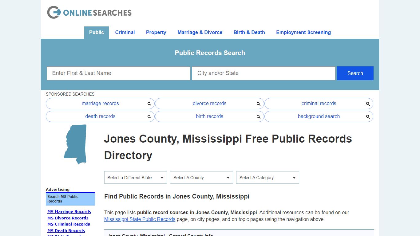Jones County, Mississippi Public Records Directory